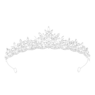 Imagem de JITINX Tiaras e coroas de cristal para mulheres, tiara de noiva rainha real para cabeça de princesa para bolo de aniversário, coroa e festa de concurso de formatura (coroa de prata)