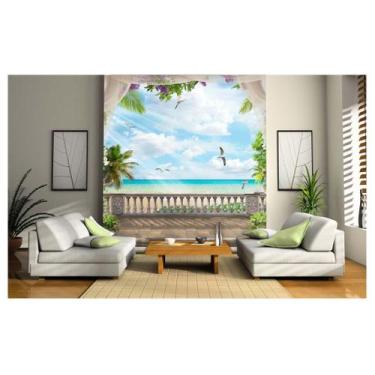Imagem de Papel De Parede Paisagem Digital Jardim Mar 3D Dav15 - Você Decora
