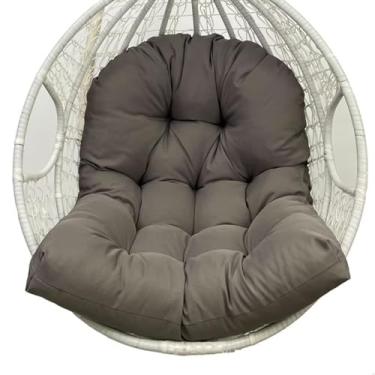 Imagem de Almofada de cadeira de ovo espessa à prova d'água para jardim externo interno cinza escuro 90 x 120 cm Rattan balanço cesta suspensa almofada apenas almofada