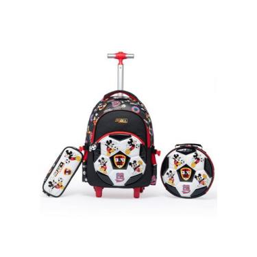 Imagem de Kit Mochila Disney Rodinha Estojo Lancheira Escolar Mickey