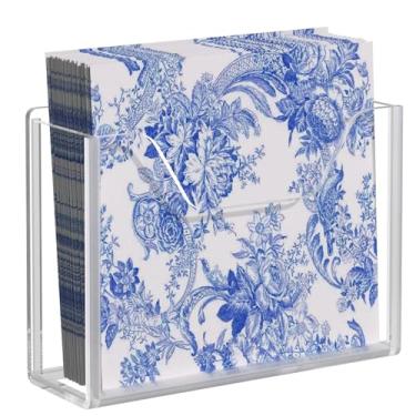 Imagem de Suporte de guardanapo, suporte de toalha de papel de hóspede acrílico transparente para o lado do lavatório do banheiro, papel de toalha de mão retangular vertical descartável à prova d'água