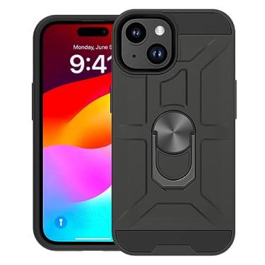 Imagem de AJMIPO - Capa magnética para iPhone 15 Pro Max/15 Pro/15 Plus/15, capa à prova de choque com suporte oculto e proteção para câmera de tela (15 6,1 polegadas, cinza)