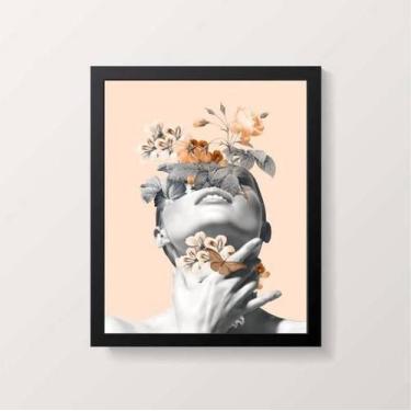 Imagem de Quadro Mulher Com Borboletas E Flores 24X18Cm - Quadros On-Line