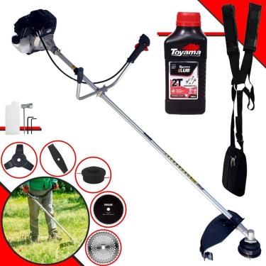 Imagem de Roçadeira Toyama RT43LB25A 43cc 1,7HP Com Carretel de Nylon + Lâmina Facão + Lâmina 3 Pontas + Lâmina 40 Dentes Vídea + Lâmina 80 Dentes + ÓLEO TOYAMA