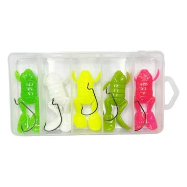 Imagem de Isca de sapo | Conjunto de 5 iscas artificiais macias para sapo com gancho para água superior, água doce, água salgada, lago, córrego, pântano, riacho, mar