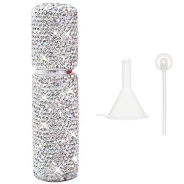 Imagem de YAFIYGI Mini frasco de perfume de viagem de 10 ml, recarregável, portátil, dispensador de spray para bolsa, atomizadores compactos, tamanho de viagem, minifrascos de spray brilhantes para uso em