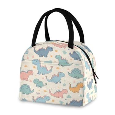 Imagem de Blueangle Lancheira isolada à prova de vazamento - Bolsa de almoço reutilizável com design de dinossauro fofo de desenho animado, recipiente de alimentos compacto para escritório, viagens e atividades