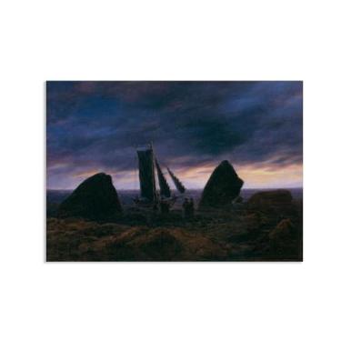 Imagem de Barco de pesca pelo Mar Báltico por Caspar David Friedrich Impressões em tela Well Decor The World Classic Art Reproduções de arte grande giclée arte de parede para sala de estar decoração de casa 55