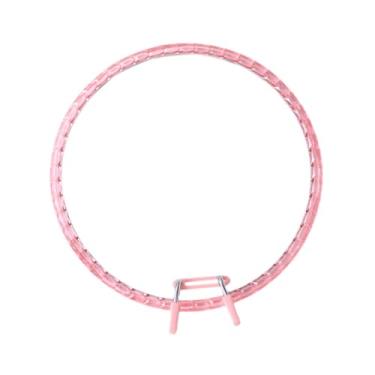 Imagem de Colaxi Bastidor de Bordado Circular Decorativo de 21cm com Mola de Tensão para Costura e Decoração de Parede, Rosa