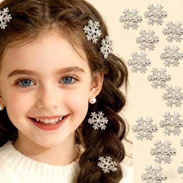 Imagem de 5 peças de grampos de cabelo floco de neve com strass pérola bico de pato para mulheres meninas acessórios de cabelo de Natal (5 peças)