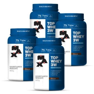 Imagem de Kit 4 X TOP WHEY 3W MAIS PERFORMANCE MAX TITANIUM 900g, Chocolate