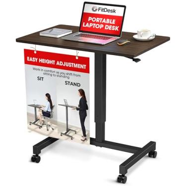 Imagem de FitDesk Mesa ajustável de altura – mesa de laptop pneumática, mesa de trabalho de escritório portátil, mesa de trabalho de mesa, organizador de estações de trabalho móveis, mesa de escritório portátil