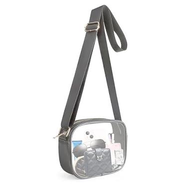Imagem de Bolsa transversal transparente, aprovada pelo estádio, bolsa transparente para shows, eventos esportivos, festivais, Cinza 1, One-piece shoulder strap