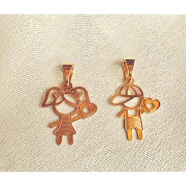 Imagem de Pingente Menino E Menina Vazado Trabalhada 17mm - Ancia Jias e Semijoi