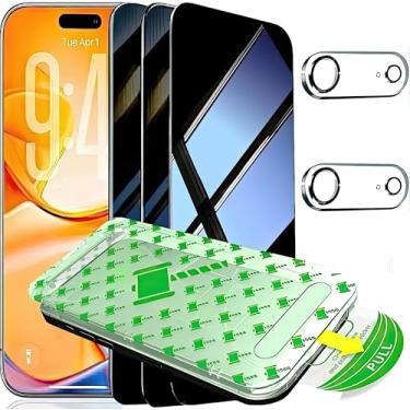 Imagem de ARERCO Pacote com 3 protetores de tela de privacidade + 2 lentes de câmera 9H + vidro de cobertura completa para iPhone 17 Air de grau militar à prova de estilhaçamento, 100% antiespião, temperado