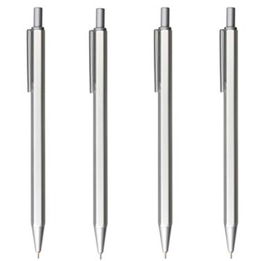 Imagem de Caneta esferográfica de alumínio hexagonal Moma Muji 0,7 mm tinta solvente preta, 4 pcs