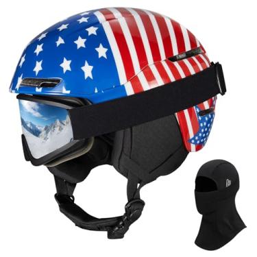 Imagem de VCOROS Capacete de esqui capacete de snowboard para adultos e jovens (óculos glory-stars-ski (máscara de esqui), grande)
