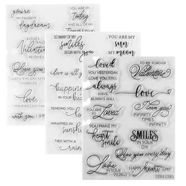 Imagem de Briartw Conjunto de carimbos transparentes de poesia romântica, 30 peças transparentes de frases de amor para cartões de dia dos namorados, aniversário, casamento, diário, incluindo Love You Until The