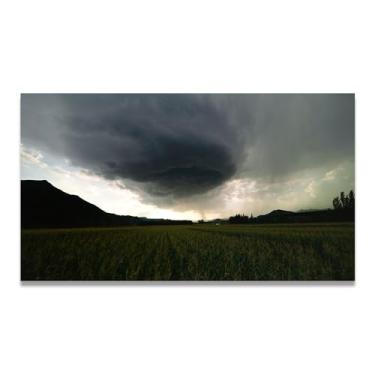 Imagem de LKXGRRSFG Uma nuvem escura foto real cidade mar neve vale pastagem rio pôr do sol nascer do sol impressão em tela decoração de parede 20 x 36 cm sem moldura