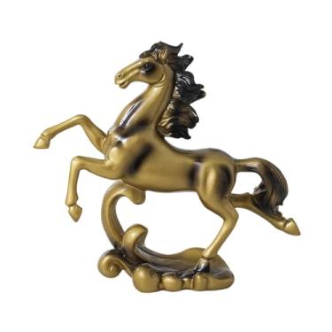 Imagem de Ｂｅｓｇａ Estátua de Cavalo, Escultura Animal em Resina, Artesanato para Mesa, Ornamento, Estatueta em Resina para Escritório, de Entrada, Sala de Jantar, Ouro Verde
