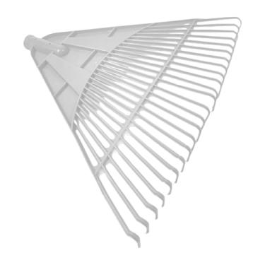 Imagem de Fenteer Cabeça de ancinho para jardim, removedor de folhas profissional, versátil e fácil de instalar, com 24 dentes para grama e arbustos na primavera, Branco