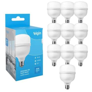 Imagem de Kit 10 Lâmpada Super Bulbo Alta Potência Led 50w 6500k Elgin
