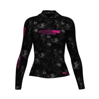 Imagem de Camiseta Capuz Feminina Mar Negro Sublimada Camisa Dry Fit Pesca Peixe