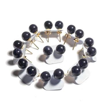 Imagem de 10 Brincos Bolinha Pedra Estrela Banho Dourado Atacado - Cristais de C