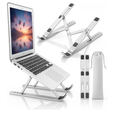 Imagem de Suporte Para Notebook Base Dobrável de Alumínio Ergonômico Ajustável Fino Portátil Com Estojo(1 und Alumínio Preto)