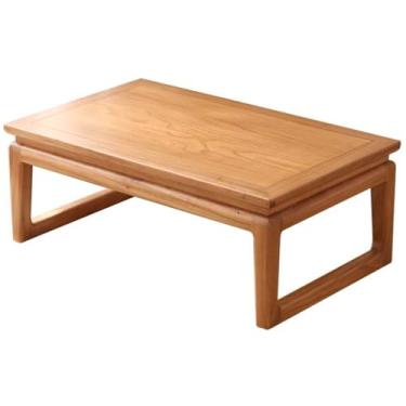 Imagem de AkosOL Mesa de centro para sala de estar, mesa de jantar baixa de madeira, material de olmo antigo, 60 x 40 x 30 cm
