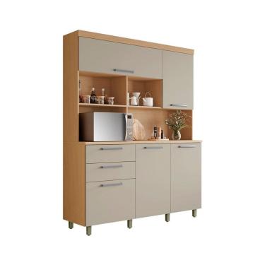 Imagem de Cozinha Compacta Nobreza 100% MDF 5 Portas 2 Gavetas Carvalho e Greice