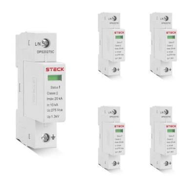 Imagem de 5 Protetor De Surto Com Cartucho 20Ka Steck 275V DPS20275C