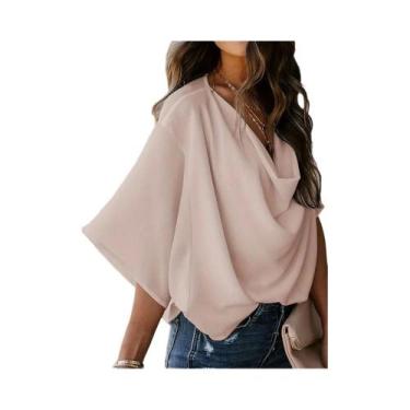 Imagem de Blusa Casual De Manga Longa Com Corte Assimétrico plus Size Para Mulhe