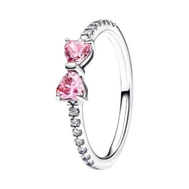 Imagem de Colar Com Anel Em Forma De Coração Com Laço Em Prata 925 Para Mulheres