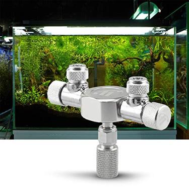 Imagem de Regulador Divisor de CO2 para Tanque Aquário com Válvula Ajuste Fino 2 Saídas Conecte Múltiplos Difusores um Único Cilindro Liga Alumínio Cobre Tanques Peixes Regulação Precisa do Fluxo