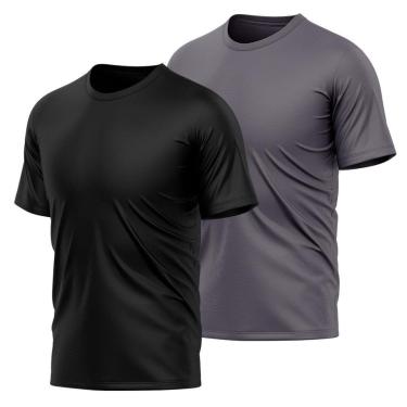 Imagem de Kit 2 Camisetas Masculina Dry Manga Curta Proteção UV Slim Fit Básica Academia Treino Fitness-Masculino