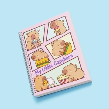 Imagem de Caderno Universitário Capa Dura Capivara, Animado e Divertido, Espiral com Bolsa Interna e Cartela de Adesivos (CAPA 1, 15 MATÉRIAS (300 FLS))