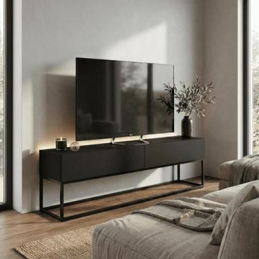 Imagem de Rack Eros 140cm Base Metálica Estido Industrial Com Gavetas Cor:Preto/