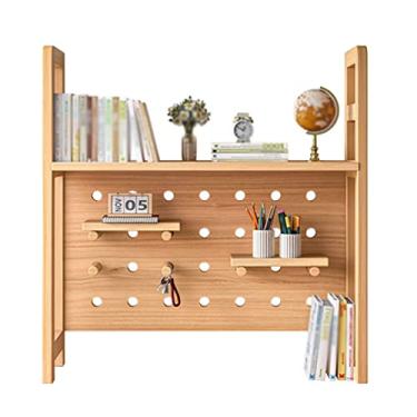 Imagem de VHDY85KA Estante de livros de madeira maciça organizador de mesa rack de armazenamento ajustável prateleira organizadora de mesa rack de armazenamento de escritório para escritório em casa, sala de