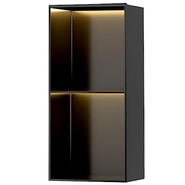 Imagem de Nicho de chuveiro de aço inoxidável com luzes LED, prateleira de armazenamento embutida para banheiro, cozinha e sala de estar, armário de alcova de uma peça, preto, 28 x 70 x 12,5 cm