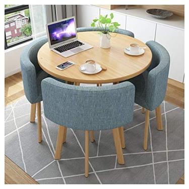 Imagem de Mesa de negociação de recepção mesa de jantar e cadeira conjunto de 4 cafés, biblioteca, escritório, salão de beleza, mesa de lazer, removível, sala de estar, cadeira estofada, mesa e cadeiras de grão
