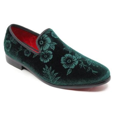 Imagem de Mocassim masculino fashion floral smoking sem cadarço SM-69, Verde, 41
