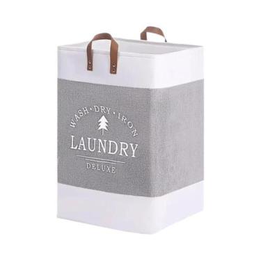 Imagem de Cesto De Roupa Suja De Grande Capacidade Em Tecido Dobrável Para Armaz