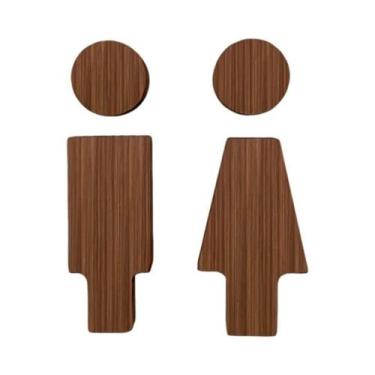 Imagem de Placas De Madeira Para Banheiros Masculinos E Femininos (2 Peças) - Ac