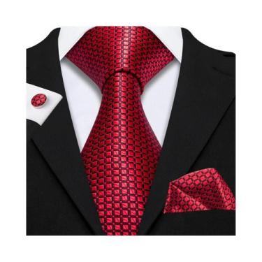 Imagem de Conjunto De Gravata, Lenço De Bolso E Abotoaduras Masculino Com Padrão