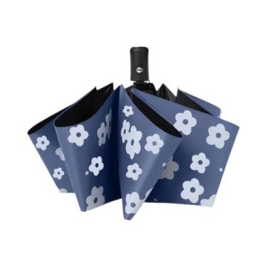 Imagem de Guarda-chuva Automático Preto Refletivo Dobrável Com 8 Varetas, Proteç