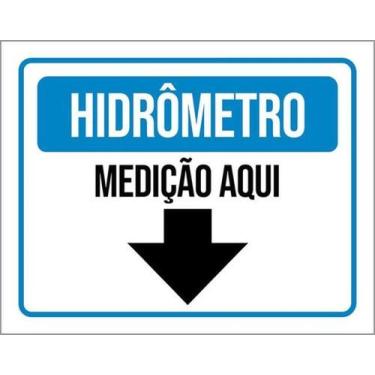 Imagem de Kit 5 Placas Hidrômetro Medição Aqui Seta 36X46 - Sinalizo