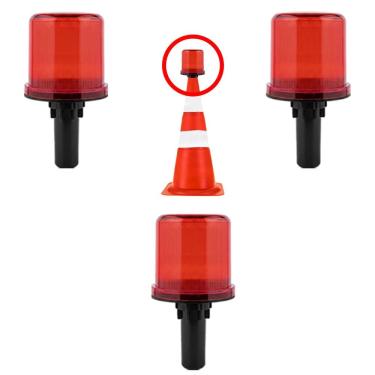 Imagem de Sinalizador Viario Solar Kit 3 Cone Sinalizaçao Transito Estrada Alerta Rodovia Obra Emergencia Aviso Acidentes