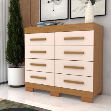 Imagem de Cômoda Milano 8 Gavetas 100% Mdf Cinamomo/Off White - Panorama Móveis,