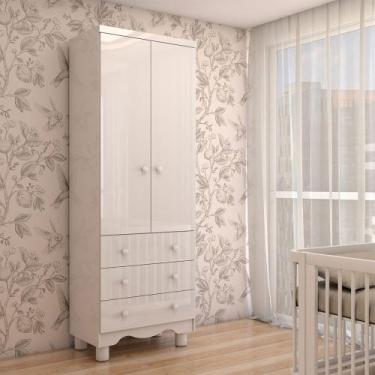 Imagem de Guarda-Roupa de Bebê Sueño 2 Portas 3 Gavetas 100% Mdf Branco Brilho -